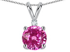 Star K™ Classic Round 7mm One Stone Created Pink Sapphire Pendant Necklace