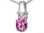 Tommaso Design™ Oval 8x6 mm Created Pink Sapphire Pendant Necklace