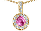 Tommaso Design™ Round 5mm Created Pink Sapphire Pendant Necklace