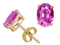 Tommaso Design™ Oval 7x5mm Created Pink Sapphire Earrings Studs
