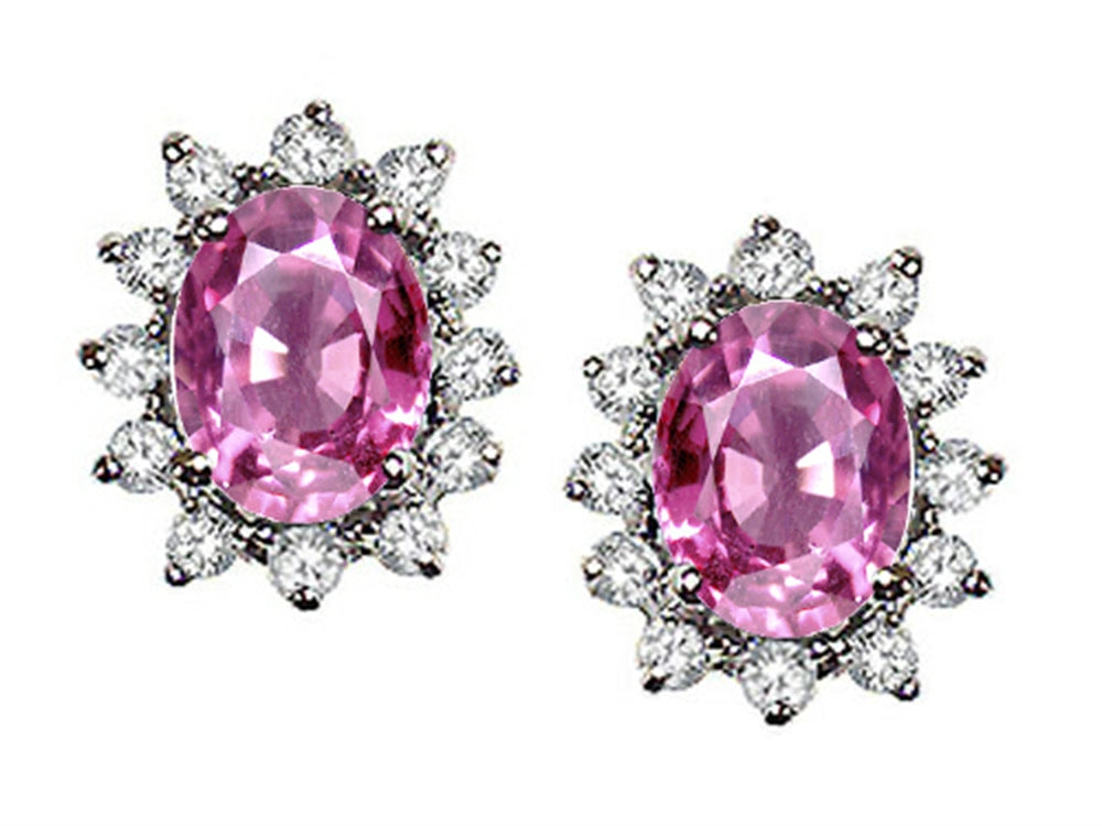 Tommaso Design™ Oval 8x6mm Created Pink Sapphire Earrings