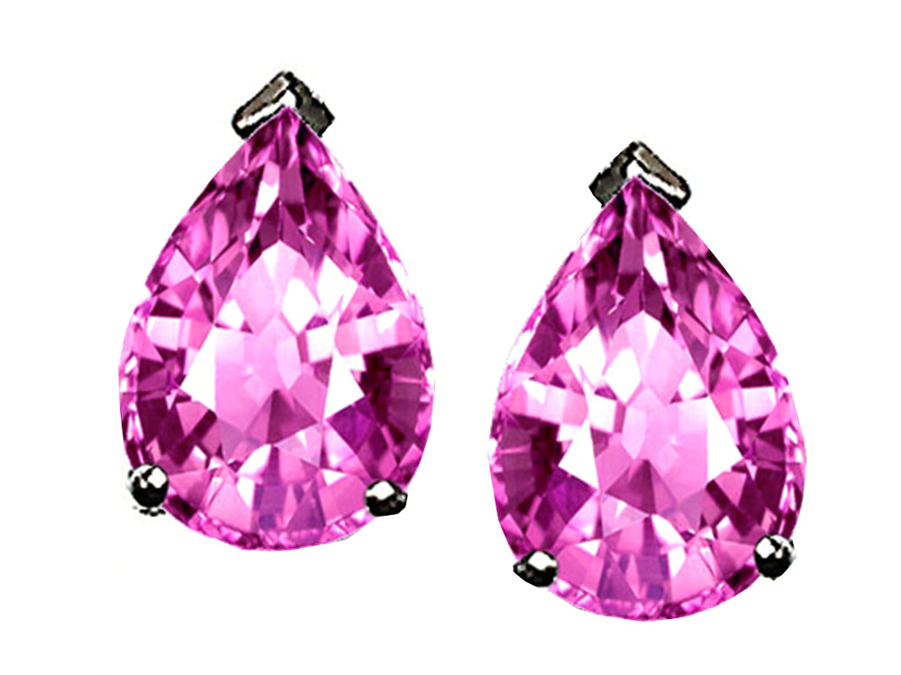 Tommaso design Studio  Pear Shape 8x6mm Created Pink Sapphire Earrings Studs