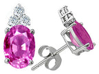 Tommaso Design™ Oval 8x6mm Created Pink Sapphire Earrings Studs