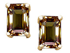 Tommaso Design™ Emerald Cut 8x6mm Genuine Smoky Quartz Earrings