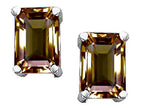 Tommaso Design™ Emerald Cut 8x6mm Genuine Smoky Quartz Earrings