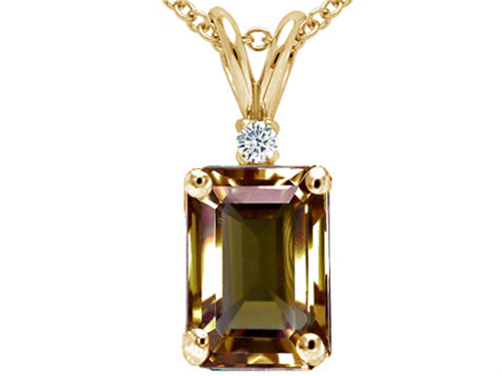 Tommaso Design™ Emerald Cut 8x6mm Genuine Smoky Quartz Pendant Necklace