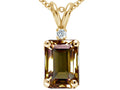 Tommaso Design™ Emerald Cut 8x6mm Genuine Smoky Quartz Pendant Necklace