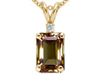 Tommaso Design™ Emerald Cut 8x6mm Genuine Smoky Quartz Pendant Necklace