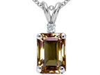 Tommaso Design™ Emerald Cut 8x6mm Genuine Smoky Quartz Pendant Necklace
