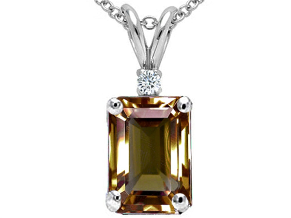 Tommaso Design™ Emerald Cut 8x6mm Genuine Smoky Quartz Pendant Necklace