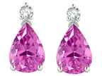 Tommaso Design™ Pear Shape 8x6mm Created Pink Sapphire Earrings