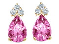 Tommaso Design™ Pear Shape 8x6mm Created Pink Sapphire Earrings Studs