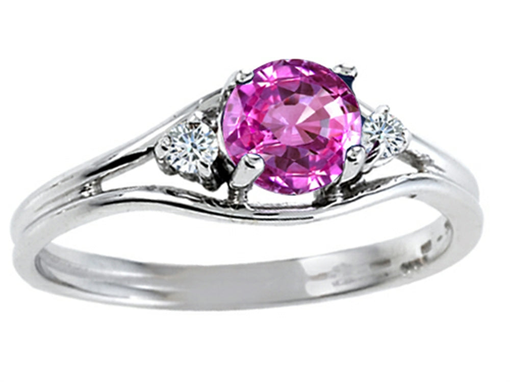 Tommaso Design Round 5mm Created Pink Sapphire Ring