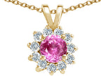 Tommaso Design™ Round 5mm Created Pink Sapphire Pendant Necklace