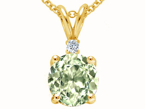 Tommaso Design™ Round 7mm Green Amethyst Pendant Necklace
