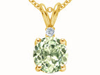 Tommaso Design™ Round 7mm Green Amethyst Pendant Necklace