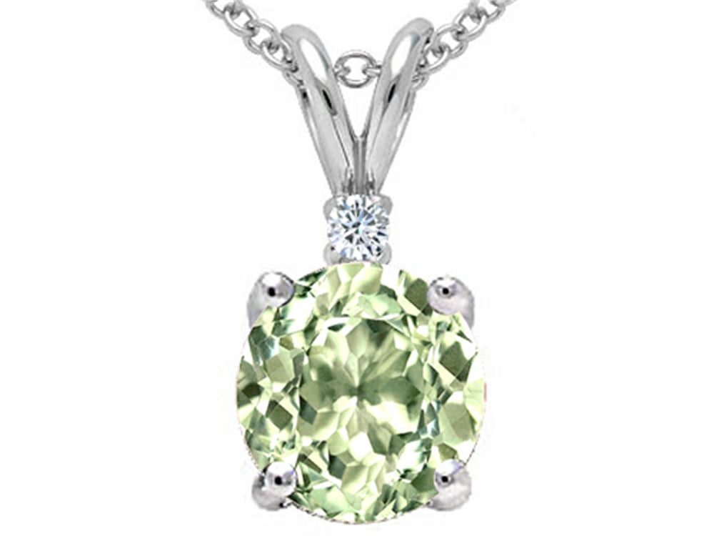 Tommaso Design™ Round 7mm Green Amethyst Pendant Necklace