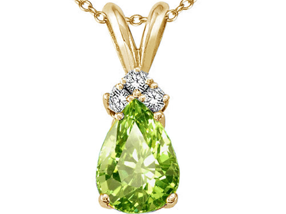 Tommaso Design™ Pear Shape Genuine Peridot Pendant Necklace