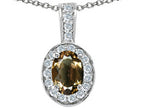 Tommaso Design™ Oval Genuine Smoky Quartz Pendant Necklace