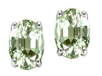 Tommaso Design™ Oval 8 x 6mm Genuine Green Amethyst Earring Studs