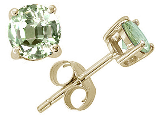 Tommaso Design™ Genuine Round Green Amethyst Earrings Studs
