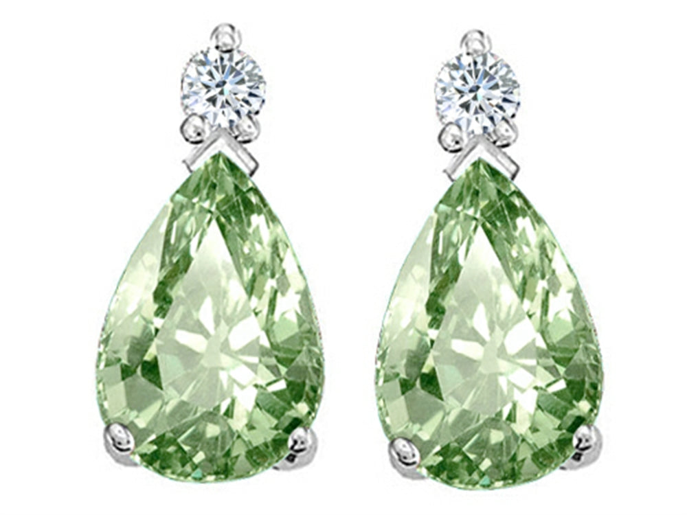 Tommaso Design™ Pear Shape 8x6mm Green Amethyst Earrings
