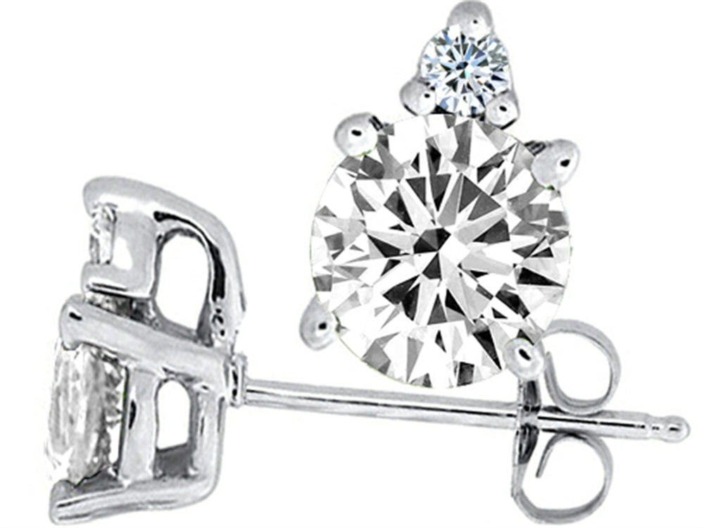 Tommaso Design™ Round Genuine White Topaz Earrings Studs