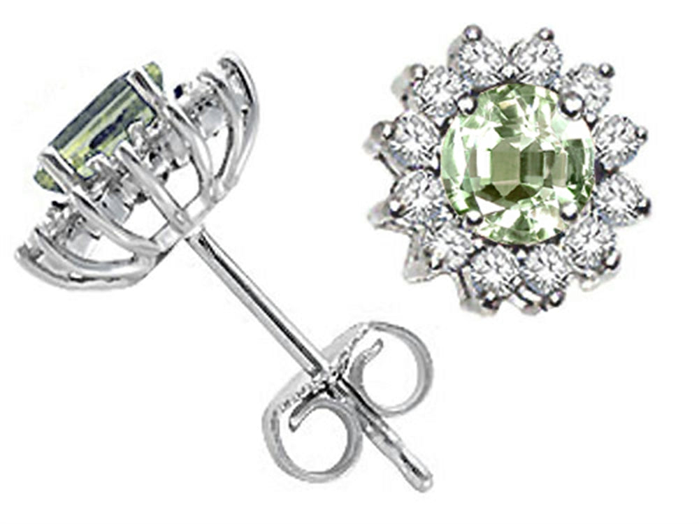 Tommaso Design™ Round Green Amethyst Earrings