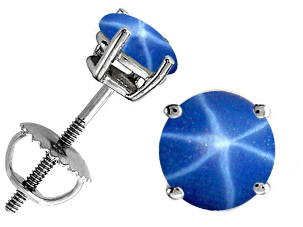 Tommaso Design™ Round 6mm Created Star Sapphire Screw Back Earrings Studs