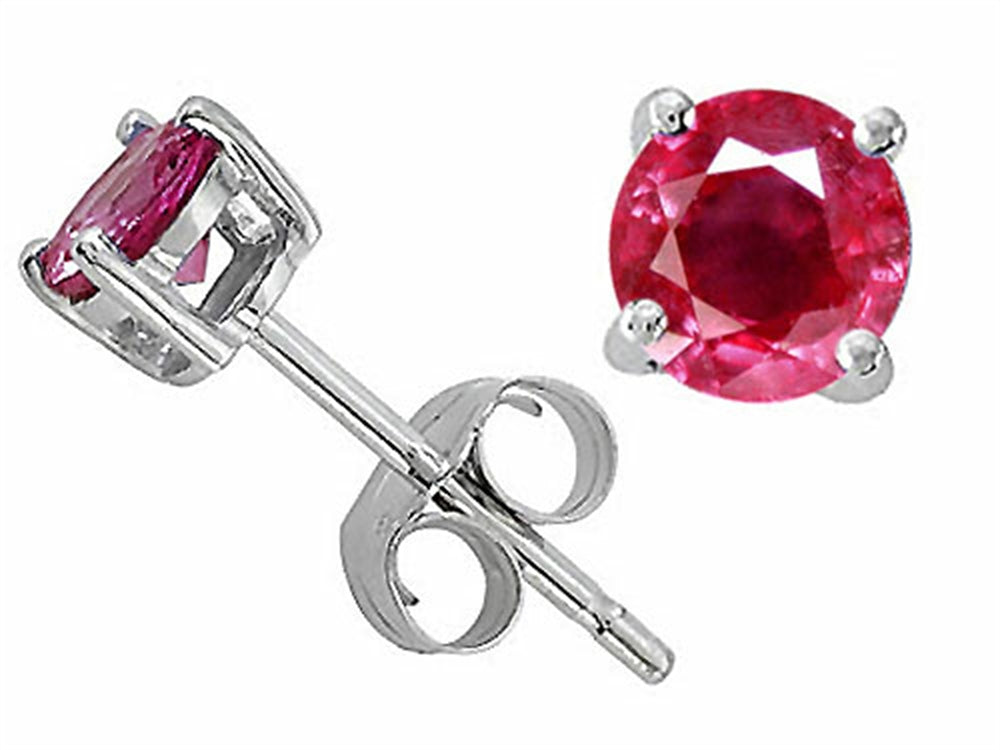 Tommaso Design™ Round 5mm Genuine Ruby Earrings Studs