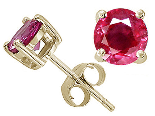Tommaso Design™ 5mm Round Genuine Ruby Earrings Studs