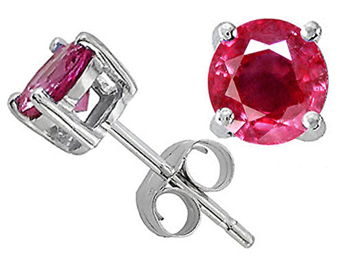 Tommaso Design™ 5mm Round Genuine Ruby Earrings Studs