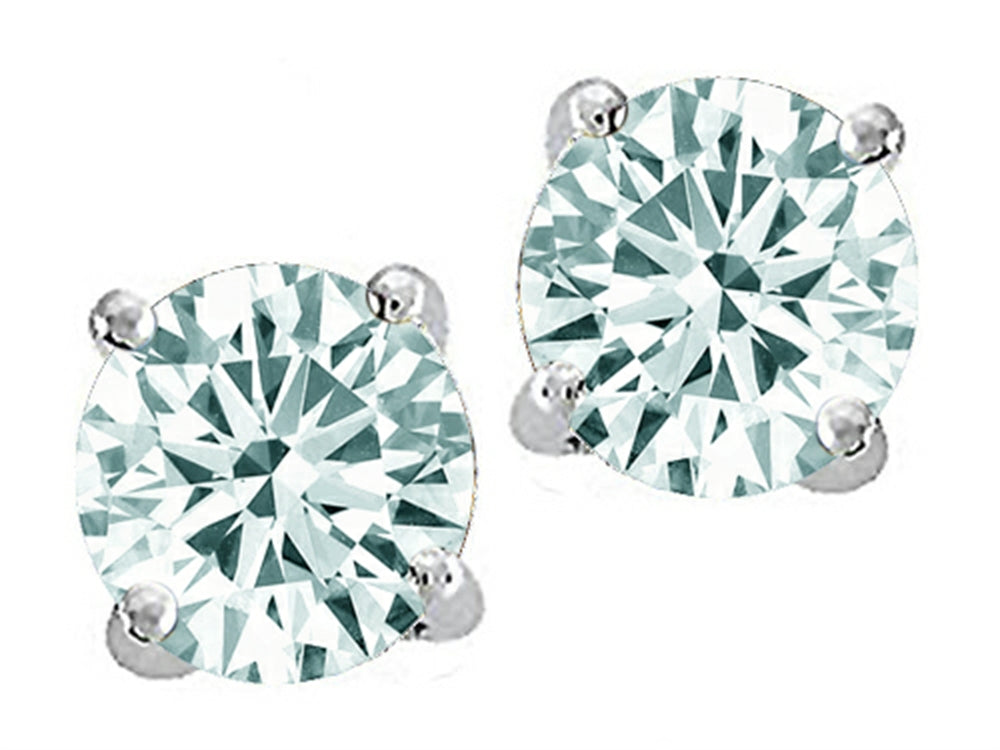 Tommaso Design™ Round 7mm Genuine Aquamarine Earrings Studs