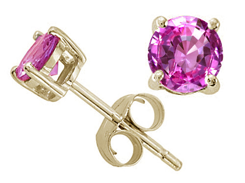 Tommaso Design™ Round 6mm Created Pink Sapphire Earrings Studs