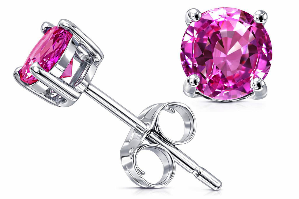 Tommaso Design™ Round 6mm Created Pink Sapphire Earrings Studs