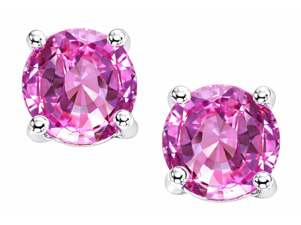 Star K Round 7mm Created Pink Sapphire Earrings Studs