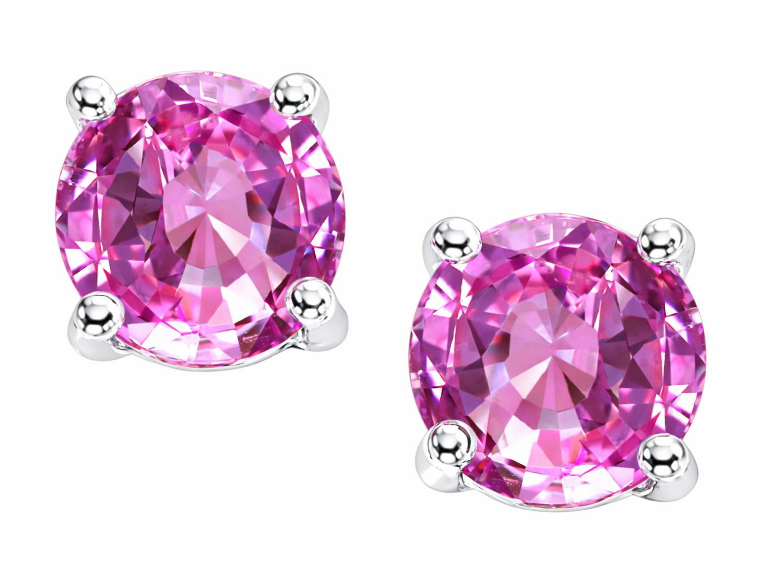 Star K Round 7mm Created Pink Sapphire Earrings Studs