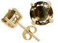 Tommaso Design™ Round 7mm Genuine Smoky Quartz Earrings Studs
