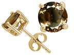 Tommaso Design™ Round 7mm Genuine Smoky Quartz Earrings Studs