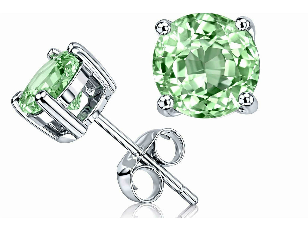 Tommaso Design™ Round 7mm Green Amethyst Earrings Studs