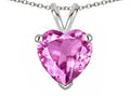 Star K ™ 8mm Heart Created Pink Sapphire Pendant Necklace
