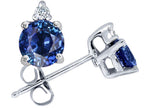 Tommaso Design™ Genuine 5mm Round Sapphire Stud Earrings
