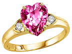 Tommaso Design Heart Shape 8mm Created Pink Sapphire Ring