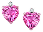 Star K™ Heart Shape 7mm Created Pink Sapphire Earrings Studs