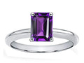 Tommaso Design Genuine Amethyst Emerald Cut 8x6mm Engagement Ring