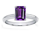 Tommaso Design Genuine Amethyst Emerald Cut 8x6mm Engagement Ring