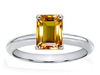 Tommaso Design Genuine Citrine Emerald Cut 8x6mm Engagement Ring