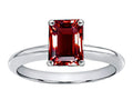 Tommaso Design Genuine Garnet Emerald Cut 8x6mm Engagement Ring