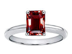 Tommaso Design Genuine Garnet Emerald Cut 8x6mm Engagement Ring