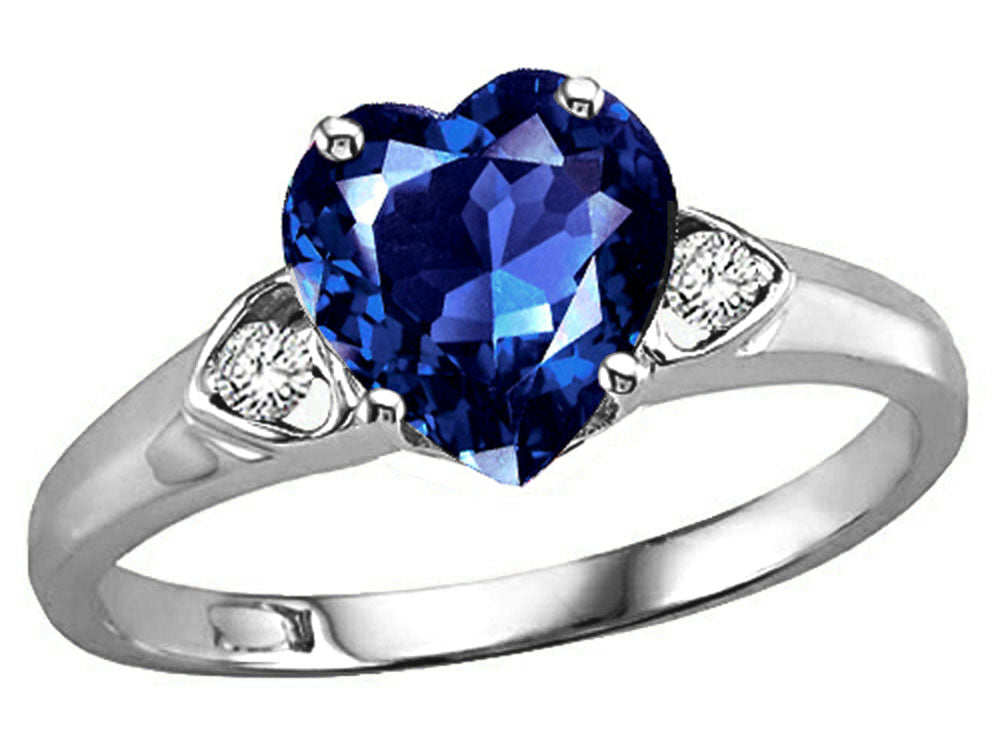 Tommaso Design Heart Shape 8mm Created Blue Sapphire Ring